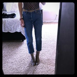 Frayed Levi’s 501 cropped jeans